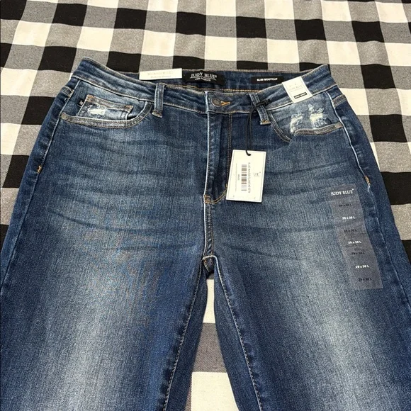 NEW! Judy Blue High Waist Slim Bootcut Jeans Distressed Slit 9/29 x 30 JB88290 - Picture 4 of 14